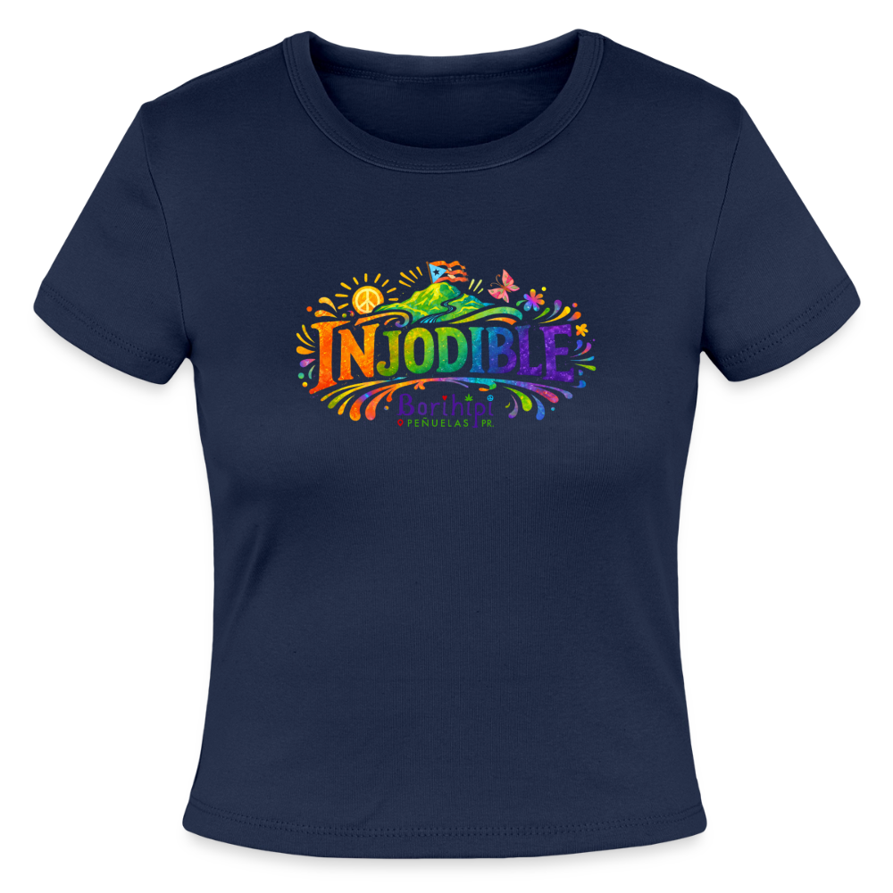 Slim Fit Rib Women's T-Shirt - navy