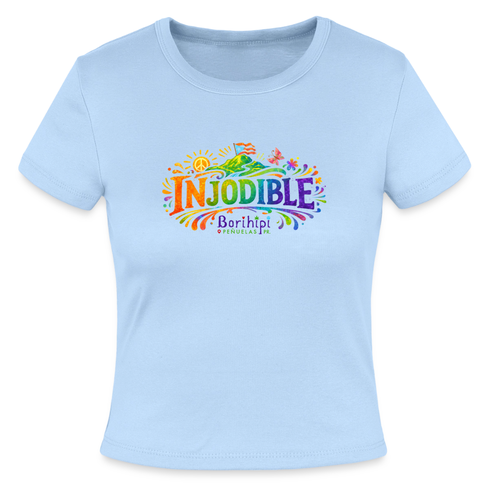 Slim Fit Rib Women's T-Shirt - light blue