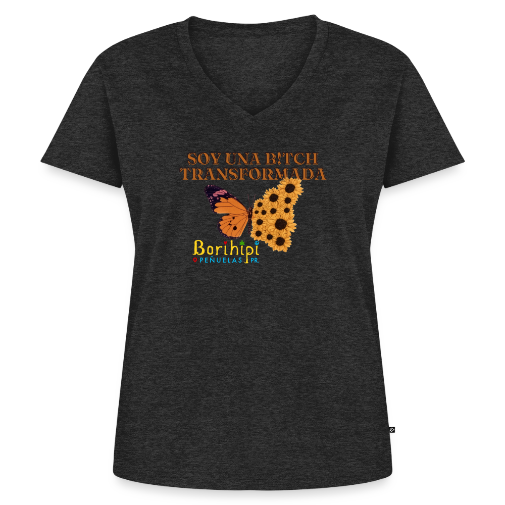Women's Premium Organic V-Neck T-shirt - heather anthracite